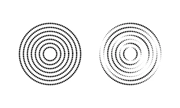 Icônes Ondes Circulaires Cercles Concentriques Avec Lignes Pointillées Cassées Isolés — Image vectorielle
