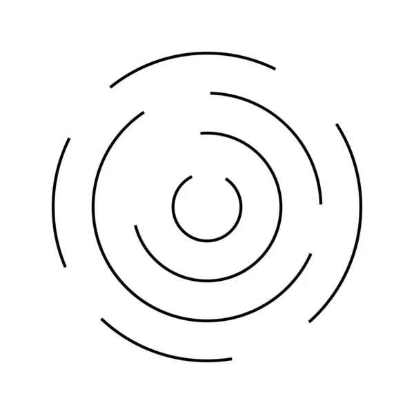 Icona Circolare Dell Ondulazione Cerchi Concentrici Con Linee Rotte Vortice — Vettoriale Stock