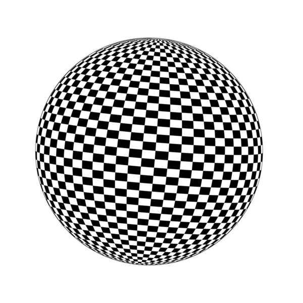 检查三维球面图形 具有黑白正方形的球体设计 Globe图标 球状的 有弯曲的图案 在白色背景上孤立 矢量图形说明 — 图库矢量图片