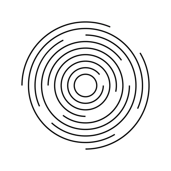 Круглая Иконка Рябь Концентрические Круги Прерванными Линиями Изолированными Белом Фоне — стоковый вектор