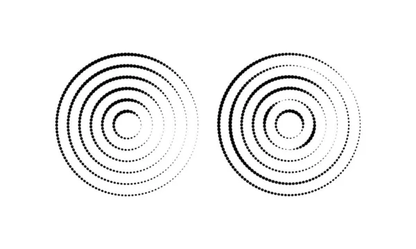 Ondulations Circulaires Cercles Concentriques Avec Lignes Pois Cassés Vortex Ondes — Image vectorielle