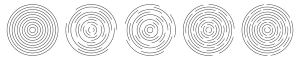 Циркулярные Иконки Рябь Пачки Концентрические Круги Прерванными Линиями Воронка Радио — стоковый вектор
