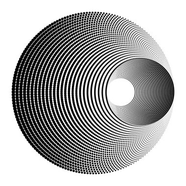 Huni, portal, solucan deliği veya polka noktalı daireli kara delik. Ses dalgası, sonar sinyali, beyaz zemin üzerinde izole edilmiş güneş patlaması ikonu. Vektör grafik illüstrasyonu