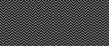 Paralel zigzag çizgileri arkaplanı. Siyah ve beyaz zig zag deseni. Tırtıklı ya da kıvrımlı doku. Yatay çizgili çizgiler. Basit minimalist grafik baskısı. Vektör illüstrasyonu.
