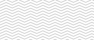 Beyaz arkaplanda siyah yatay ince zikzak çizgileri. Zig zag deseni. Paralel çizgili çizgiler. Tırtıklı doku. Asgari grafik baskı. Vektör özet çizimi.