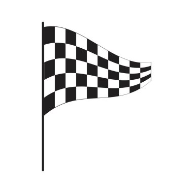 Damalı çizgili bayrak sarma yarışı. Spor araba yarışmalarında başlangıç ya da bitiş sembolü. Ralli, gokart veya motokros aksesuarları. Zafer, kupa ya da başarı işareti. Vektör grafik illüstrasyonu.