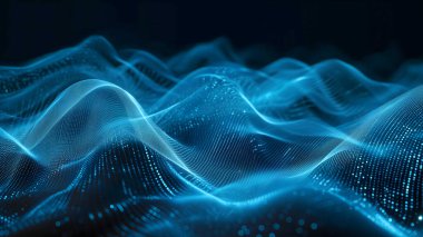 Bokeh, dijital illüstrasyon, ışık dolu, aydınlık nesneler, sonsuz ağlar şeklinde mavi çizgiler oluşturan soyut bir arkaplan