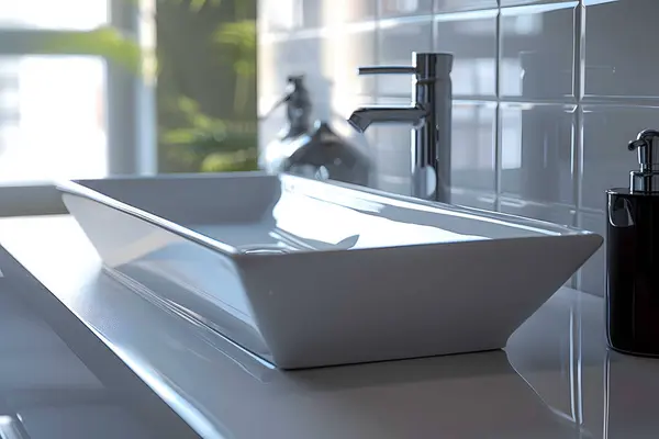 Zarif modaya uygun ultra modern tasarım lavabosuyla banyo içi detayı