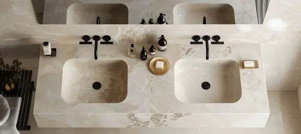 Mutfak için farklı şekillerde beyaz seramik lavabo örnekleri ve mağazadaki banyo. İnşaat, tasarım ve onarım.