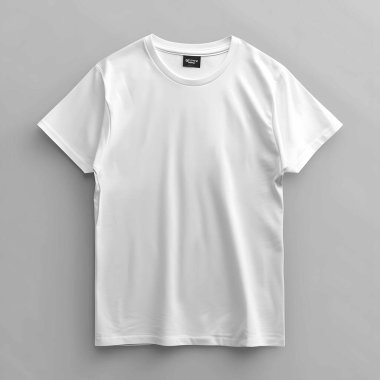 Gri arka planda beyaz tişört. Tasarımınızı yerleştirmek için bir model.