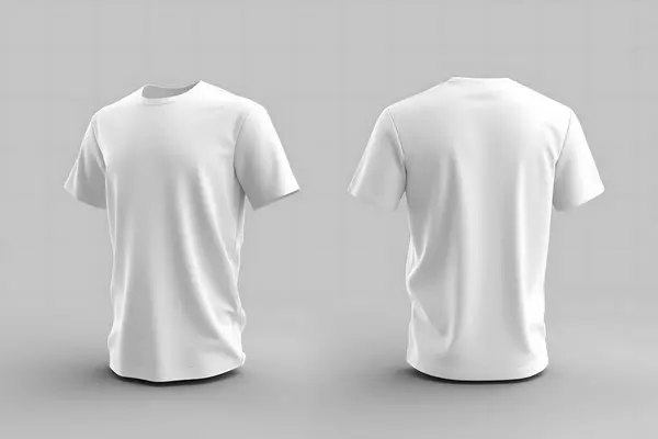 Beyaz arkaplanda beyaz t-shirt şablonu (ön) modellemesi ile 3B görüntüleme, Moda modelleme konsepti.