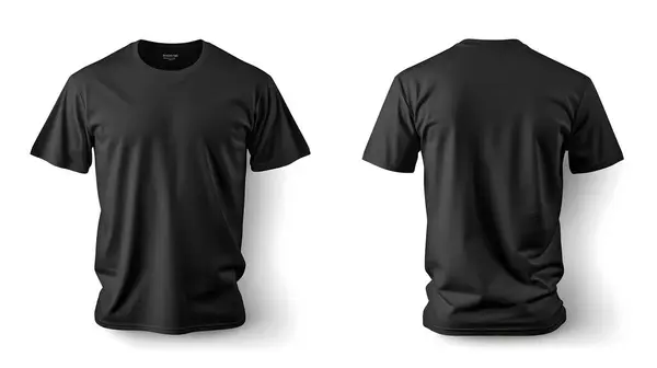 Siyah tişört önü ve arkası. Şeffaf arka plan. PNG