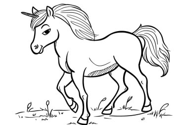 Çizgi Sanat Bebeği Tekboynuz