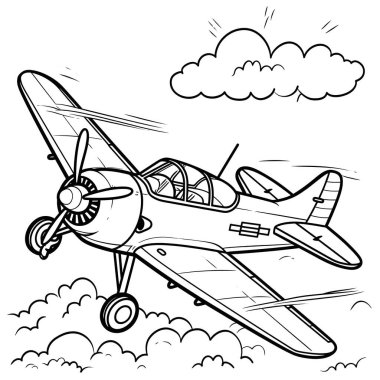 el çizimi Aeroplan renklendirme sayfası illüstrasyonu