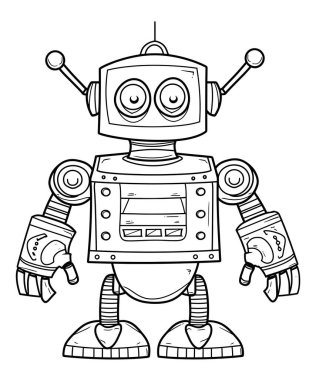 Çocuklar için boyama kitabı, mekanik robot.