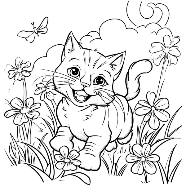 Renkli hayvanlar için siyah ve beyaz illüstrasyon, tilki.