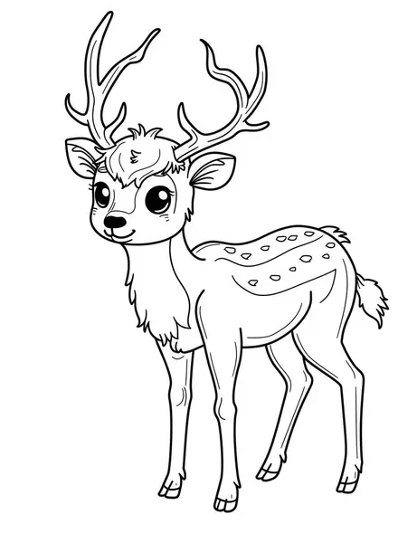 Sevimli geyik boyama sayfası çizimi
