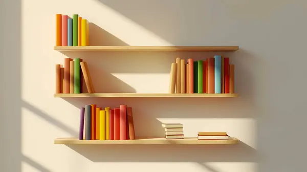 Düzenli Kitaplarla Gökkuşağı Renkli Kitaplıklar