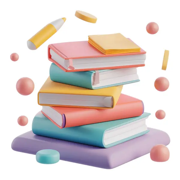 Beyaz arka planda izole edilmiş renkli kitap yığını. Farklı kitapların koleksiyonu. Okumak için ciltli kitaplar. Okula ve eğitim öğrenme konseptine dönüş