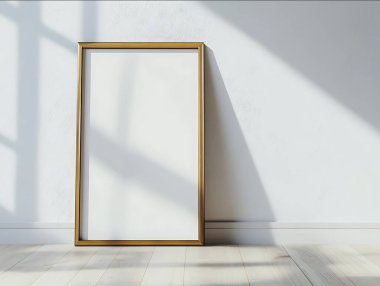 Açık gri bir duvara dayalı dikey bir çerçeve zemin açık bambu zeminidir.