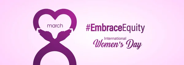 International Women's Day 2023, campaign theme: Embrace Equity. Women's Day banner vector illustration. Give equity a huge embrace.