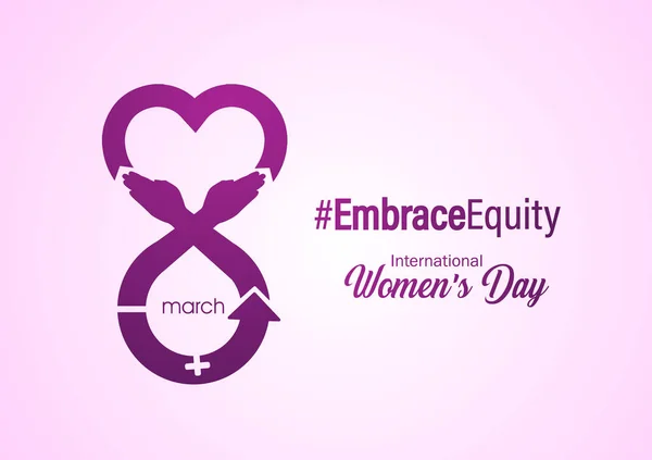 International Women's Day 2023, campaign theme: Embrace Equity. Women's Day banner vector illustration. Give equity a huge embrace.