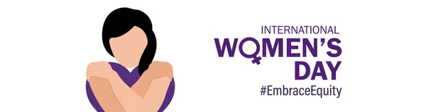 International Women's Day 2023, campaign theme: Embrace Equity. Women's Day banner vector illustration. Give equity a huge embrace.