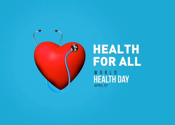 Health For All. World Health day 2023 concept background. World health day 3D concept text design with doctor stethoscope.