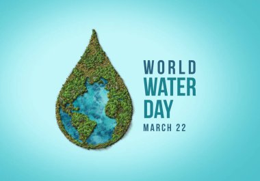 World Water Day Concept Background. GROUNDWATER - MAKING THE INVISIBLE VISIBLE. Water day 2022 3d concept. Fresh green water drop.