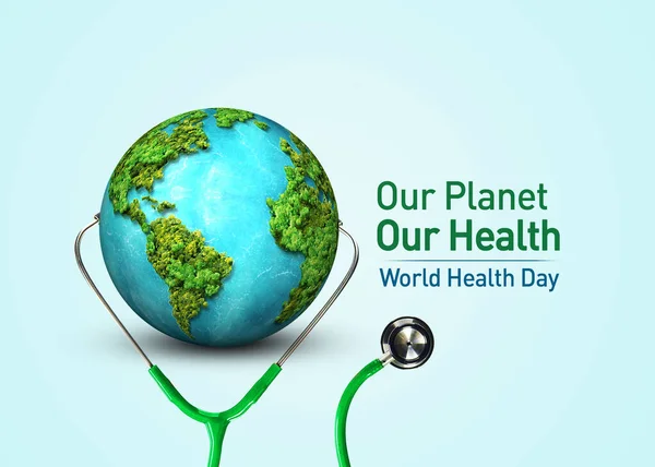 Πλανήτης Μας Υγεία Μας Παγκόσμια Ημέρα Υγείας 2022 Έννοια Φόντο — Φωτογραφία Αρχείου