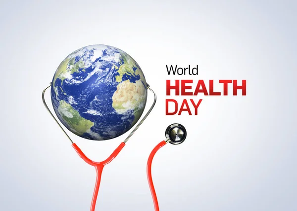 World Health Day concept. Heart and stethoscope design for health day. Global health care and Coronavirus  concept. World Day for Safety and Health at Work.