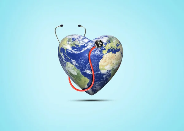 World Health Day concept. Heart and stethoscope design for health day. Global health care and Coronavirus  concept. World Day for Safety and Health at Work.