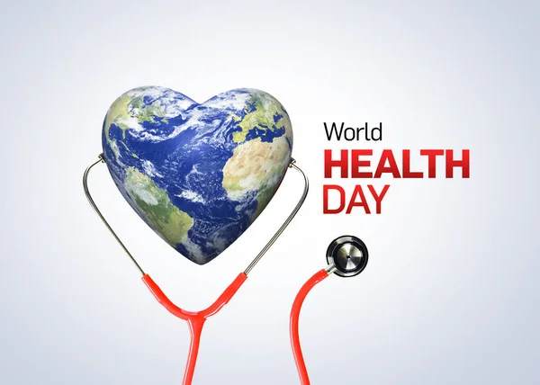 World Health Day concept. Heart and stethoscope design for health day. Global health care and Coronavirus  concept. World Day for Safety and Health at Work.