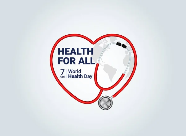 Health for all - World Health Day 2023 Concept. Heart and stethoscope vector design. Vector illustration for World Health Day.