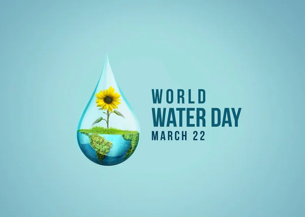 Konzept Zum Weltwassertag Jeder Tropfen Zählt Wassersparen Und Weltumweltschutzkonzept Tag — Stockfoto