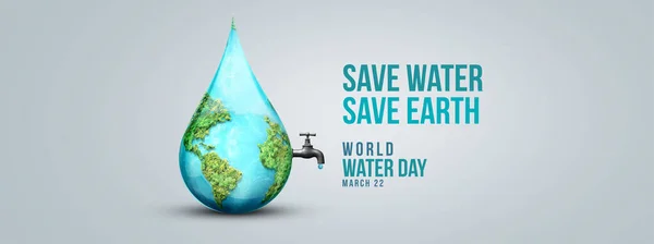 World Water Day Concept Water Earth Saving Water World Environmental — Stock Photo, Image