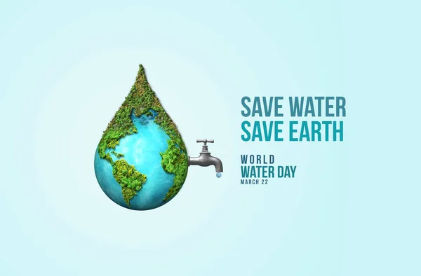 World Water Day Concept Water Earth Saving Water World Environmental — Stock Photo, Image