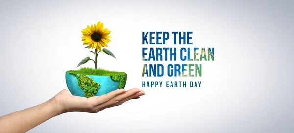 Keep Earth Clean Green Earth Day Concept Eco Friendly Design — Stock Photo, Image