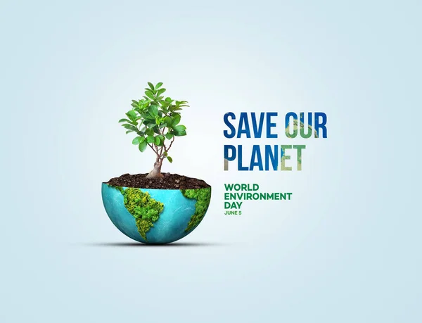 Világ Környezet Nap 2023 Koncepció Háttér Ökológia Tervezés Földgömb Térkép — Stock Fotó