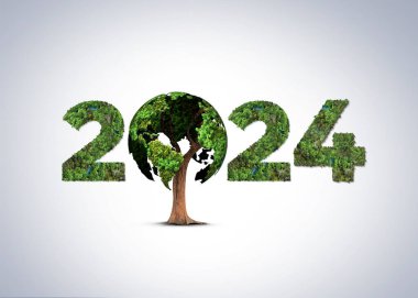 Mutlu yıllar 2024 yeşil geri dönüşüm ve gezegenimizi ve dünya çevremizi kurtarın. 2024 Dünya Su Günü. Dünya Günü 2024 kavramı.
