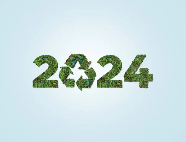 Mutlu yıllar 2024 yeşil geri dönüşüm ve gezegenimizi ve dünya çevremizi kurtarın. 2024 Dünya Su Günü. Dünya Günü 2024 kavramı.