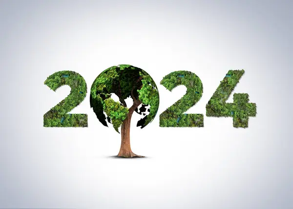 Mutlu yıllar 2024 yeşil geri dönüşüm ve gezegenimizi ve dünya çevremizi kurtarın. 2024 Dünya Su Günü. Dünya Günü 2024 kavramı.