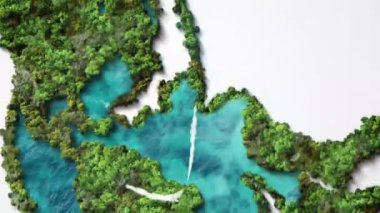 Doğa ana konsepti 3D yeşil arka plan. Yeşil yeryüzü şekilli yeni bir bebek konsepti. Gündüz ve Dünya günü. Doğa ana yeni yaşam konseptini yeşil duvar kağıdına verdi.