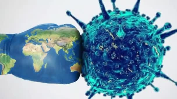 Światowy Wirus Korony Koncepcja Szczepionki Przeciw Wirusowi Corony Świat Ziemia — Wideo stockowe