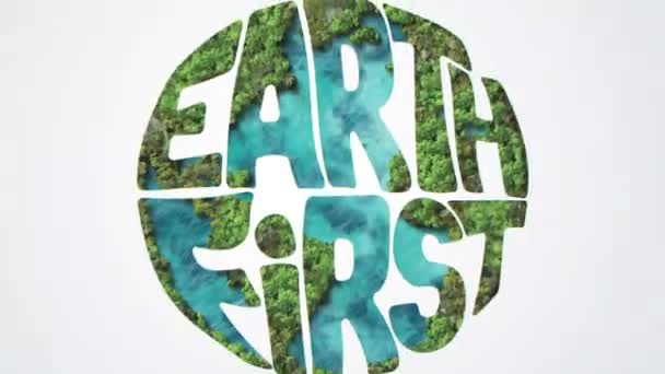 地球第一文本设计 地球日2024 3D概念背景 生态概念 三维地球仪绘图的设计 在白色背景上隔离 — 图库视频影像