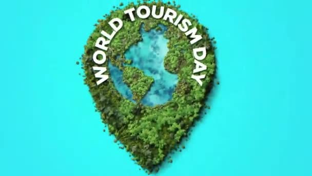 Yeşil Lokasyon Sembolü Yeşil Orman Şekilli Konum Broşu Konsepti Turist — Stok video
