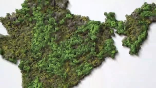 Zielone Indie Indie Mapa Zielona Koncepcja Kształt Drzew Mapa Indii — Wideo stockowe