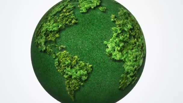 Green World Map Earth Day Videobaum Oder Waldform Der Weltkarte — Stockvideo