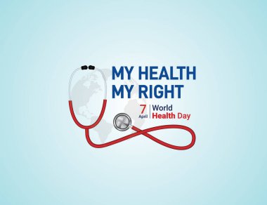 World Health Day concept. Heart and stethoscope design for health day. Global health care concept. My Health My Right clipart