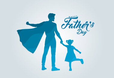 Babalar Günü konsept vektör geçmişiniz kutlu olsun. Baba oğlunu eve bırakıyor. Babalar günün kutlu olsun mesajıyla baba oğul.